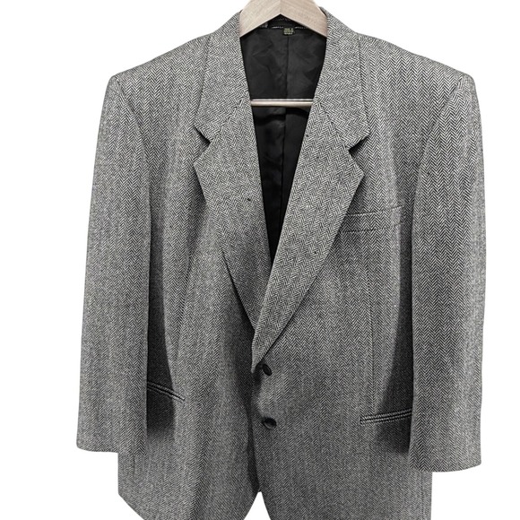 Countess Mara Mens Blazer Herringbone Wool Two Button Classic Fit 48R
